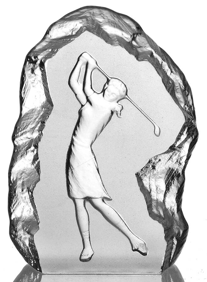 Animals & Figurines Female Golfer Paperweight by Nybro Crystal-1