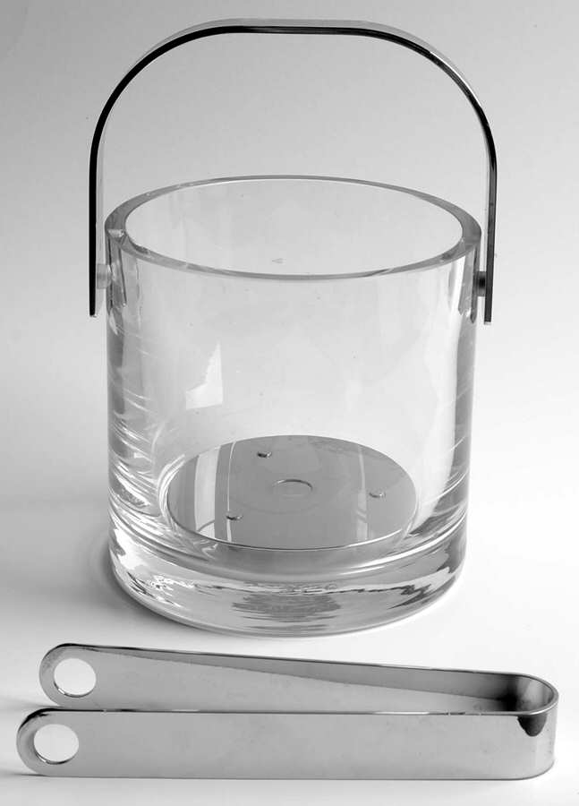 Sven (Barware) Ice Bucket with Handle, Tongs and Drain by Orrefors-1