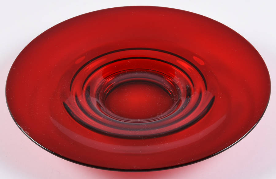 Penny Line Ruby Underplate for Finger Bowl by Paden City-1