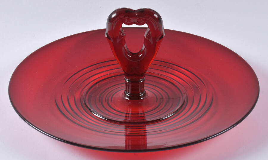Penny Line Ruby Center Handle Tray by Paden City-1