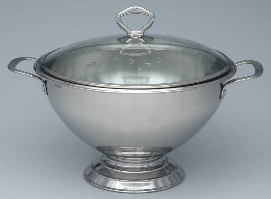 Heritage Metal Soup Tureen & Glass Lid by Princess House-1