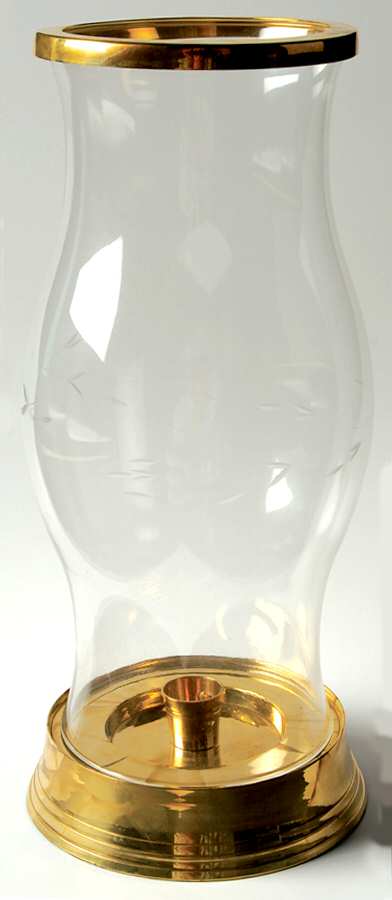 Heritage Hurricane Lamp with Brass Base & Brass Topper by Princess House-1