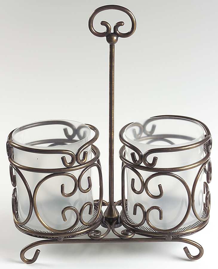 Heritage Metal Double Wine/Bev Caddy with 2 Plastic Sleeves by Princess House-1