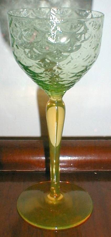 Turkey Tracks Green (Straight Bowl, Topaz Stem) Cordial Glass by Pukeberg Glass-1