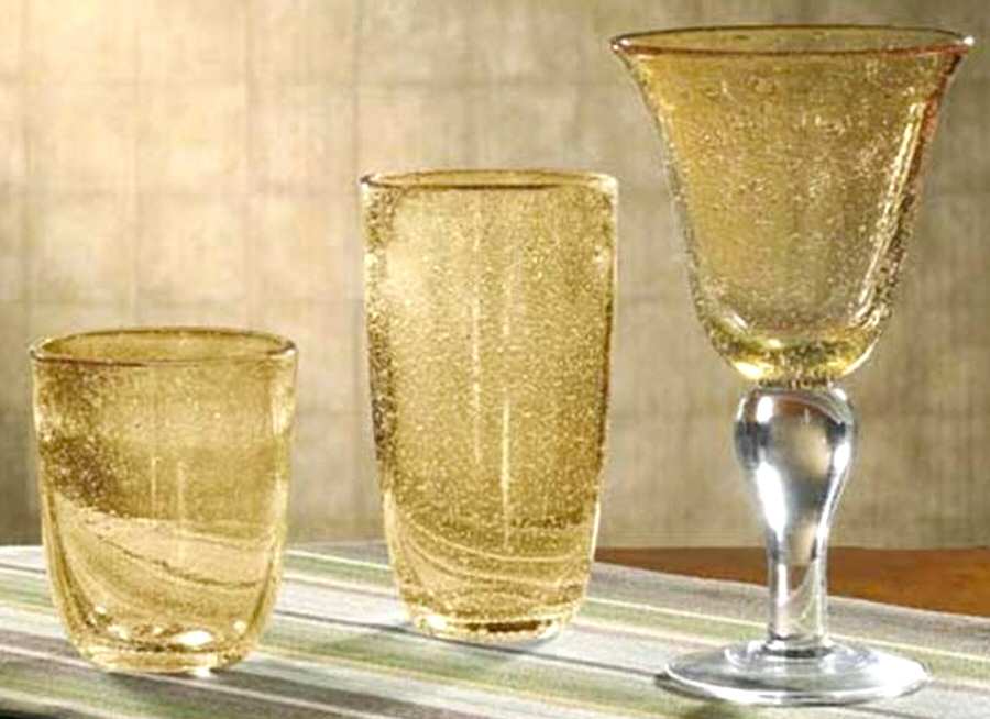Bubble Glass Amber Water Goblet by Park Designs-1
