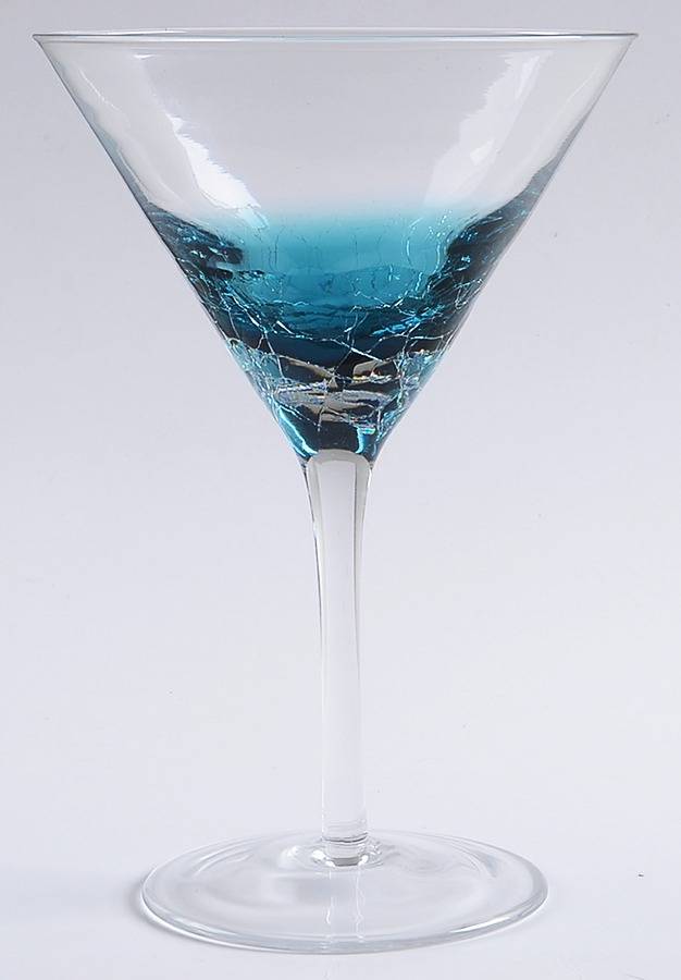 Teal Blue Crackle Martini Glass by Pier 1-1