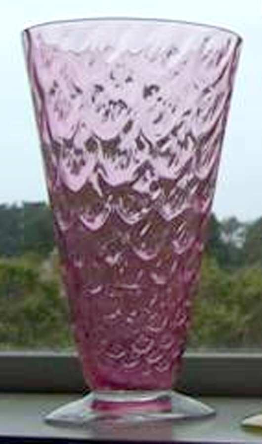 Turkey Tracks Cranberry (Bowl and Stem) Footed Tumbler by Pukeberg Glass-1