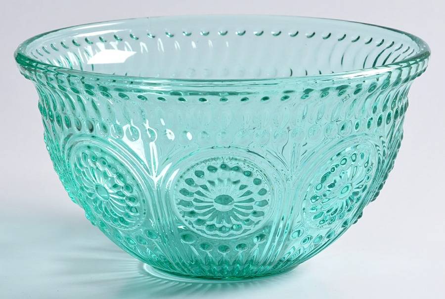 Adeline-Turquoise Small Fruit Dessert Bowl by Pioneer Woman Glass-1