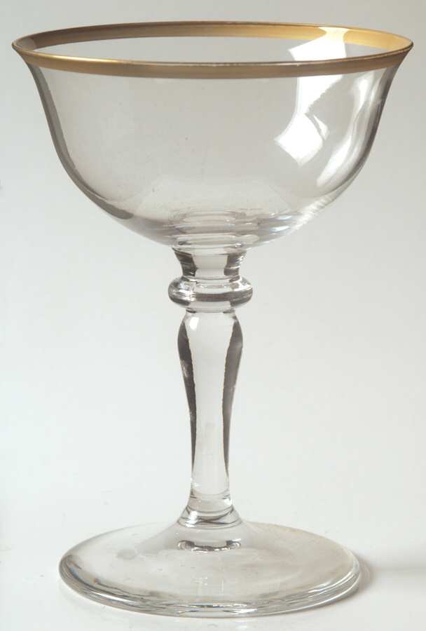 Tuxedo Clear (Gold Band) Champagne/Tall Sherbet by Reizart-1