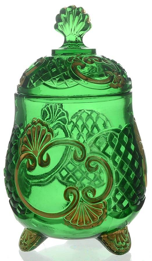 Croesus Green (Emerald) Sugar Bowl & Lid by Riverside-1