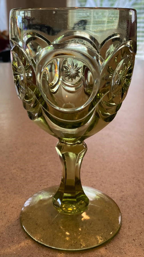 Knobby Bull's Eye Green Water Goblet by Red Cliff-1