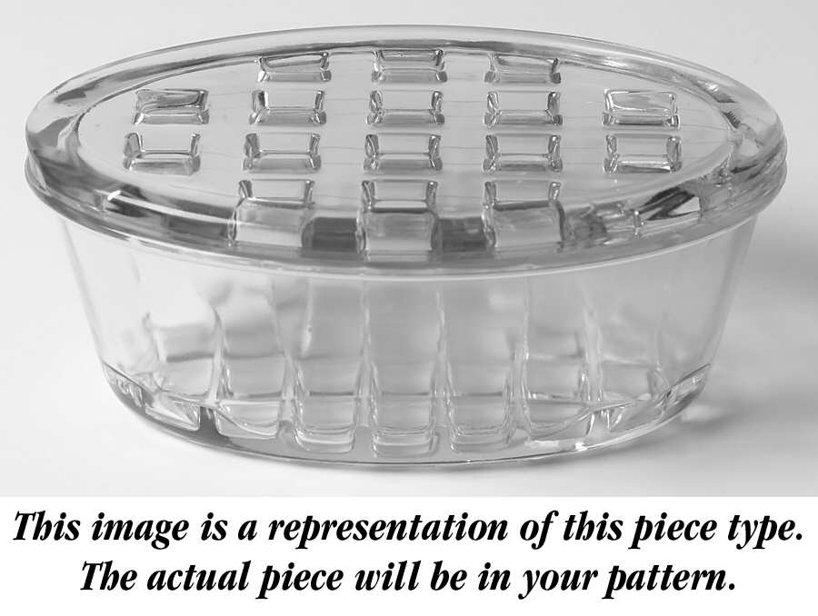 June Clear Oval Flower Holder W/Frog Lid by Fostoria-1