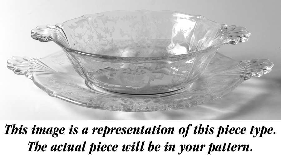 Lido Clear Sauce Boat & Tray (Baroque Shape) by Fostoria-1