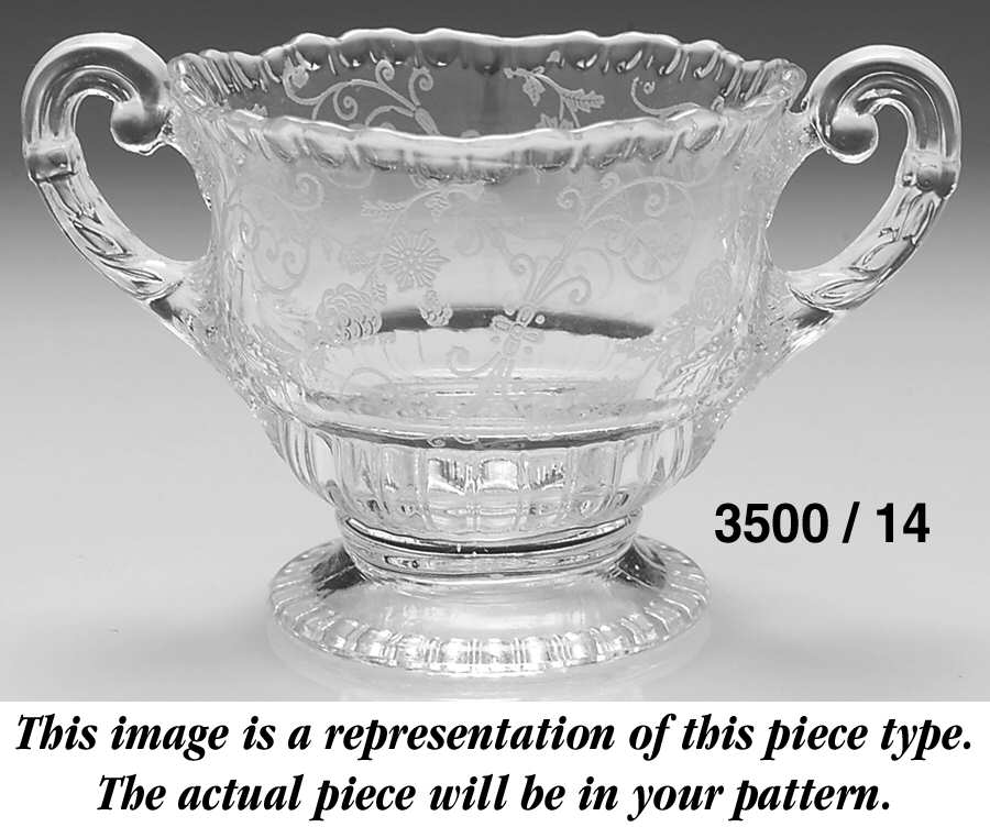 Gadroon Clear (Gold Trim) Open Sugar Bowl (Shape 3500) by Cambridge-1