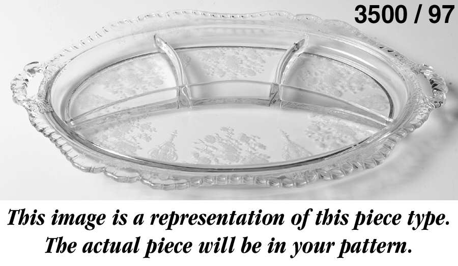 Gadroon Clear (Gold Trim) 14" Oblong #3500-97 4 Part Relish by Cambridge-1