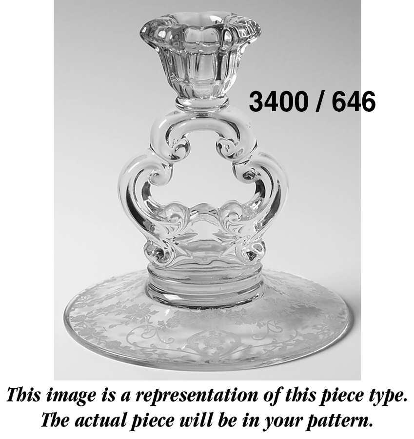 Diane Forest Green (Stem 3122) 5" KeyHole Candlestick w/Round Base by Cambridge-1