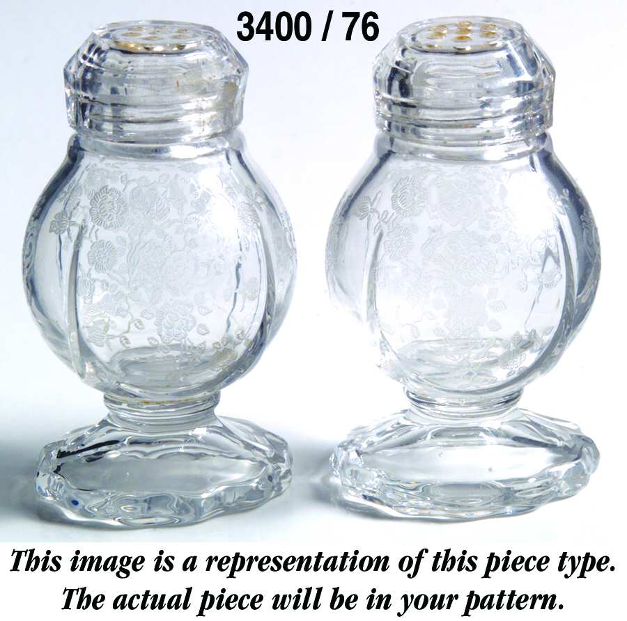 Gloria Heatherbloom  (Stem 3035) 3400/76 Footed Shaker Set with Metal Lids by Cambridge-1