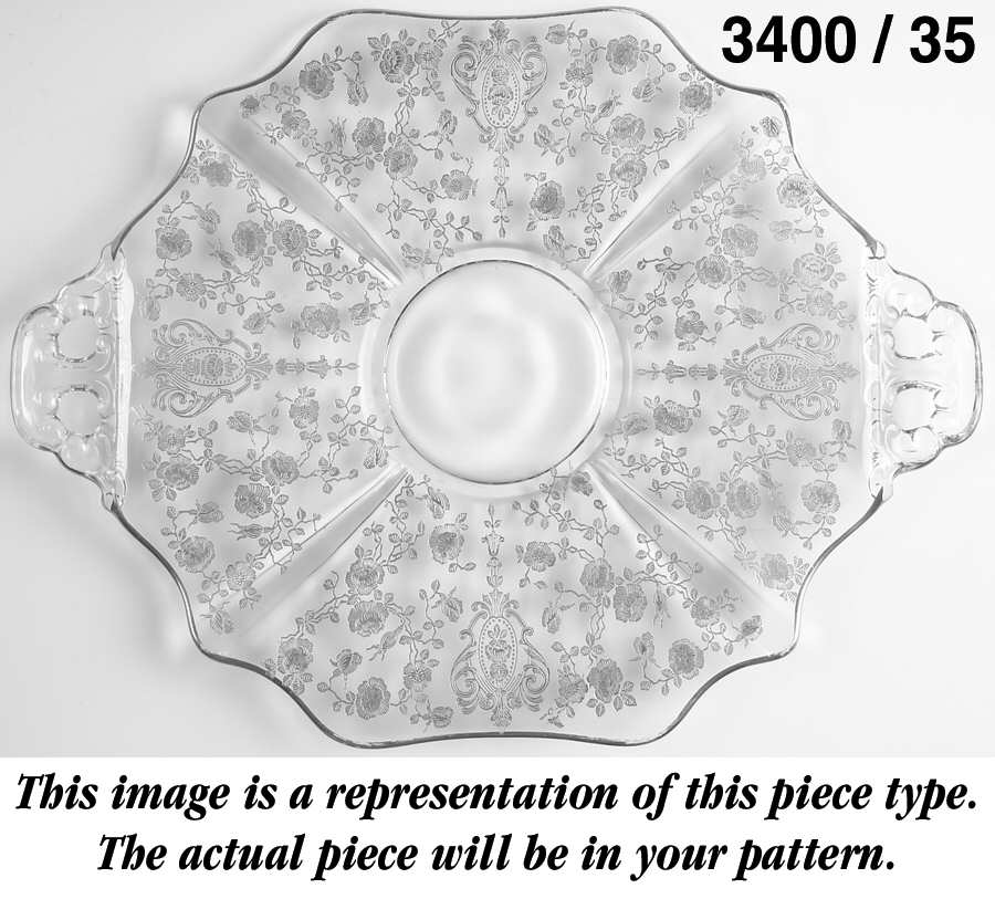 Gloria Heatherbloom  (Stem 3035) 14" 2 Handled Plate (Shape 3400) by Cambridge-1