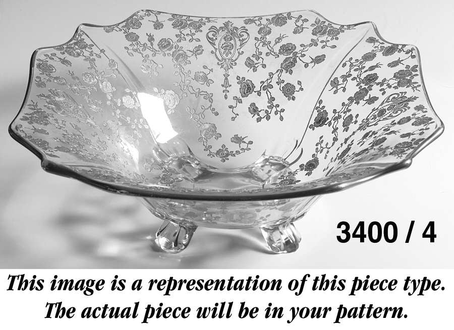 Apple Blossom Blue (Stem 3130) #3400 12" Square 4 Toed Bowl by Cambridge-1