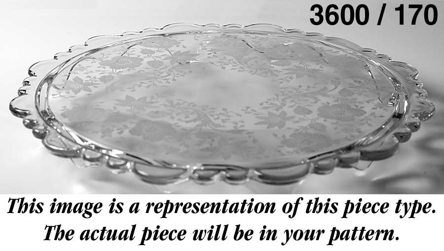 Portia Clear (Stem 3121 Gold Trim) Martha/170 13" Toed Cake Plate by Cambridge-1