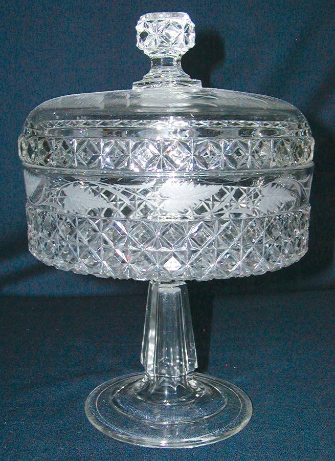 Mascotte Clear (Cut) Compote & Lid by Ripley-1