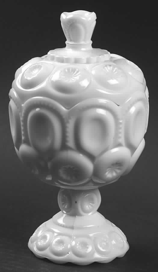 Moon and Star Milk Glass Small Compote & Lid by Smith Glass -1