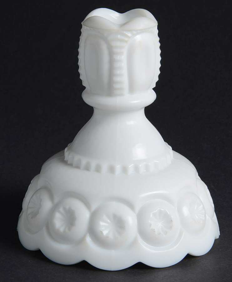 Moon and Star Milk Glass 4" Single Light Candlestick by Smith Glass -1