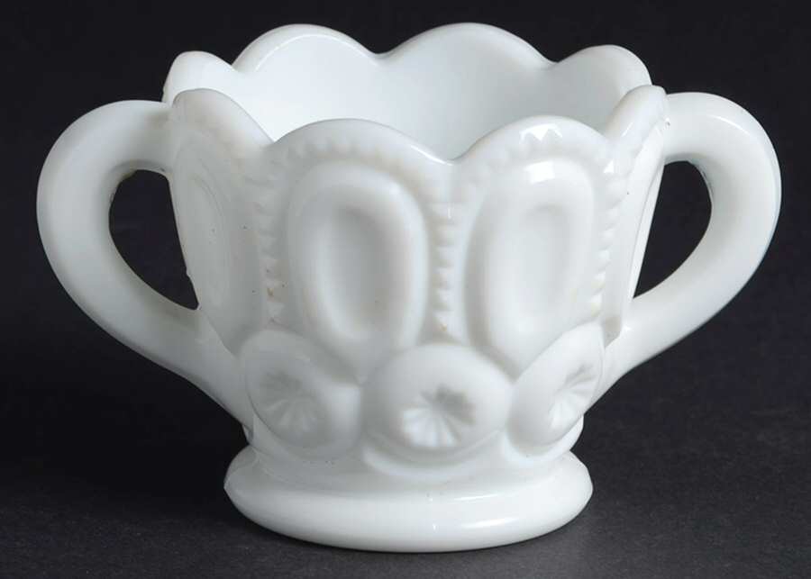 Moon and Star Milk Glass Open Sugar by Smith Glass -1