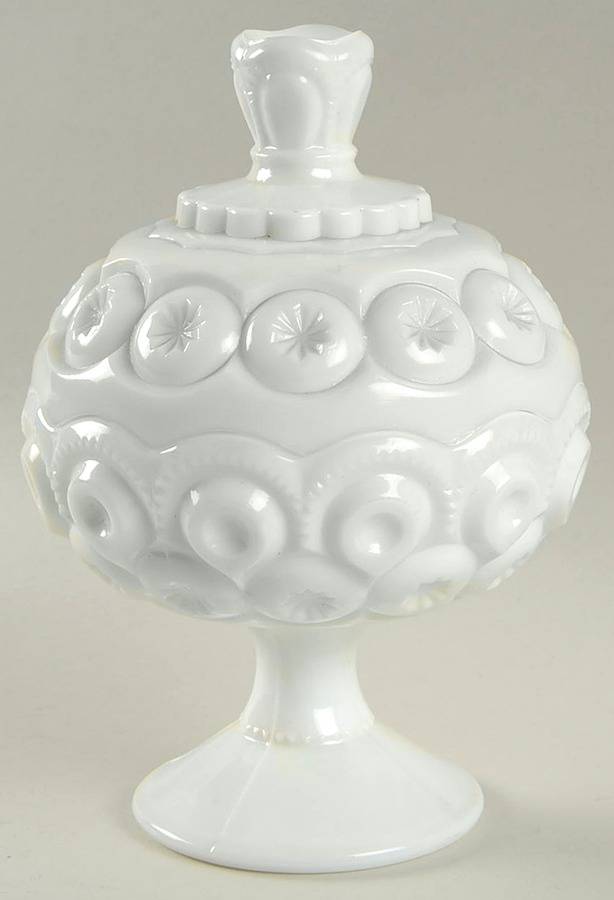 Moon and Star Milk Glass 6" Compote & Lid by Smith Glass -1