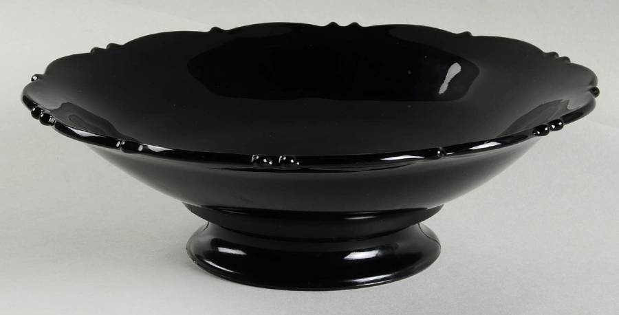 Mt. Pleasant Black (Black Amethyst) 9" Scalloped Bowl by Smith Glass -1