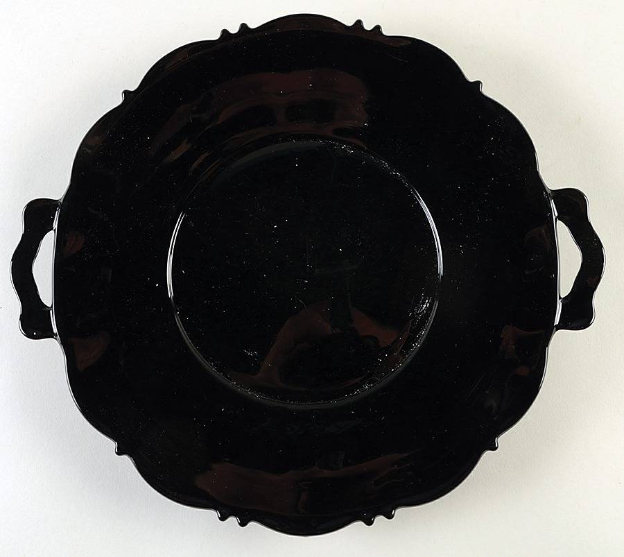 Mt. Pleasant Black (Black Amethyst) Handled Cake Plate by Smith Glass -1