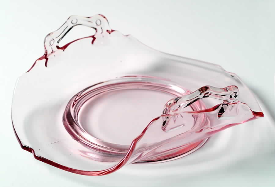 Mt. Pleasant Pink 7" Handled Bon Bon by Smith Glass -1