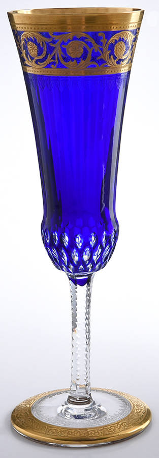 Thistle Dark Blue Fluted Champagne by St Louis-1