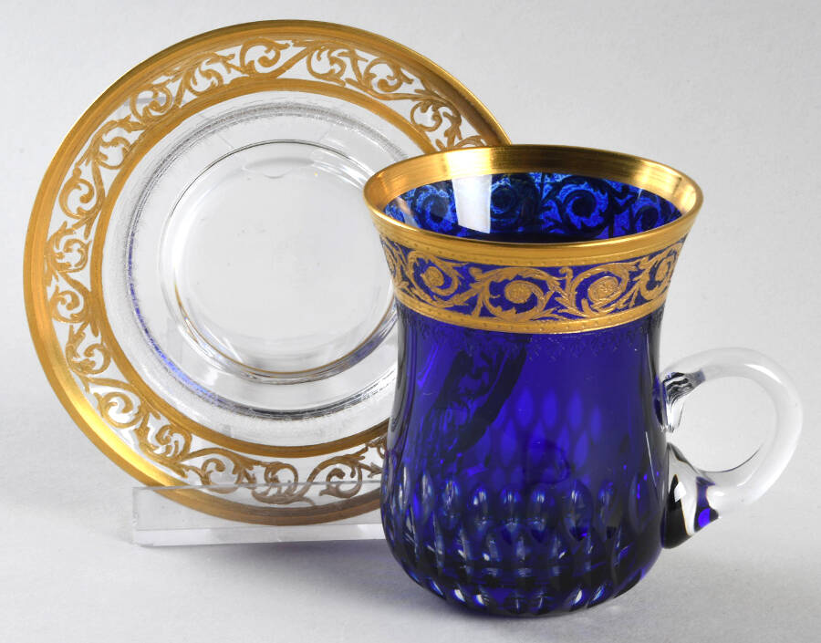 Thistle Cup and Saucer Set by St Louis-1