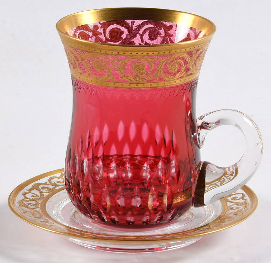 Thistle Cup and Saucer Set by St Louis-1