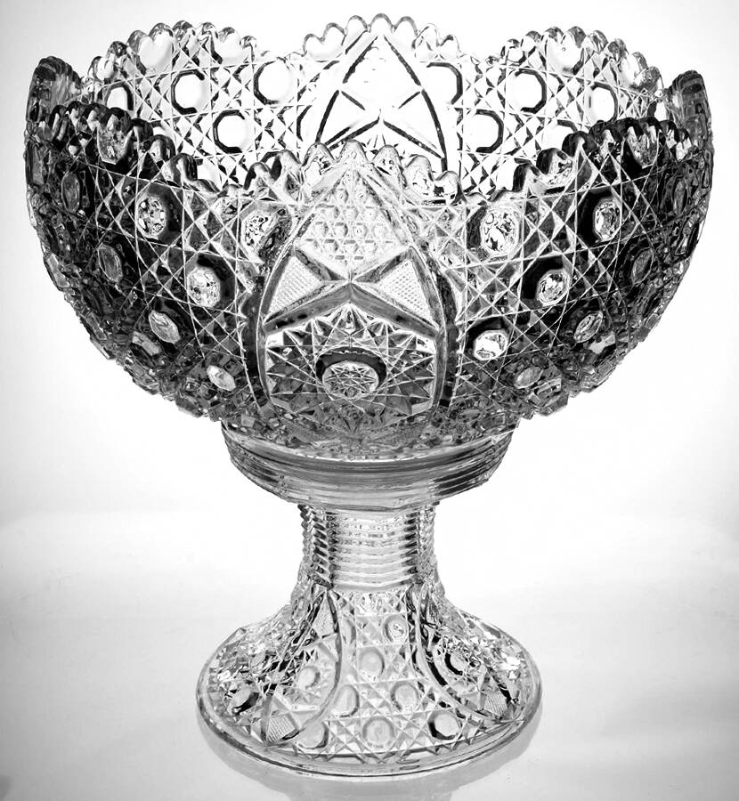 Daisy and Button Clear (Punch Set) Punch Bowl with Stand by Smith Glass -1