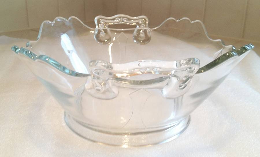 Mt. Pleasant Clear 9" Handled Bowl by Smith Glass -1