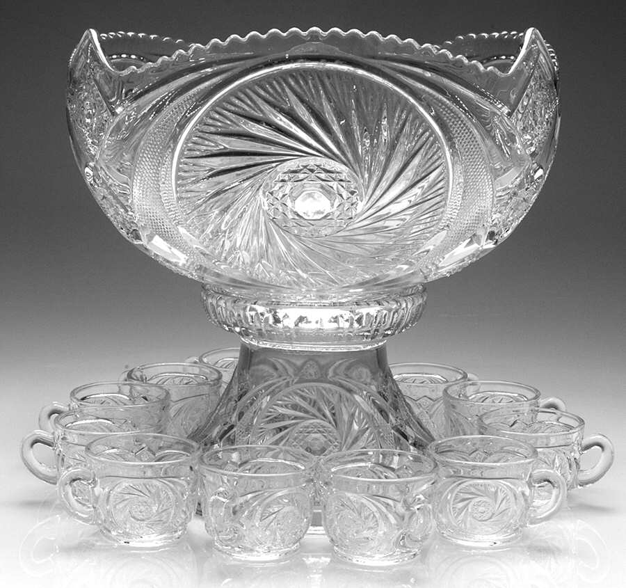 Aztec (14 Piece) Punch Set (Bowl ,Stand &12 Cups) by Smith Glass -1