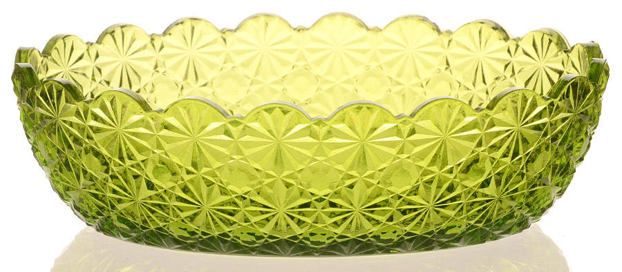 Daisy and Button Green Oval Nappy by Smith Glass -1