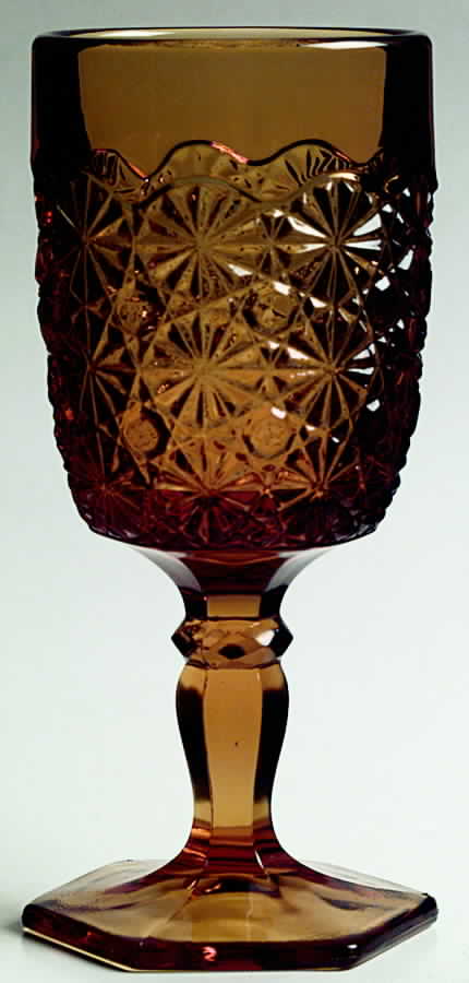 Daisy and Button Amber Water Goblet by Smith Glass -1