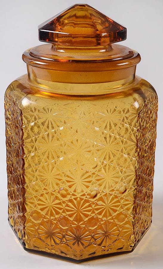 Daisy and Button Amber Large Canister & Lid by Smith Glass -1