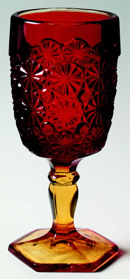 Daisy and Button Amberina Water Goblet by Smith Glass -1
