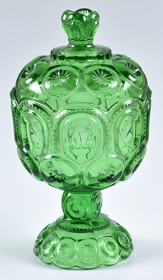 Moon and Star Light Green Small Compote & Lid by Smith Glass -1