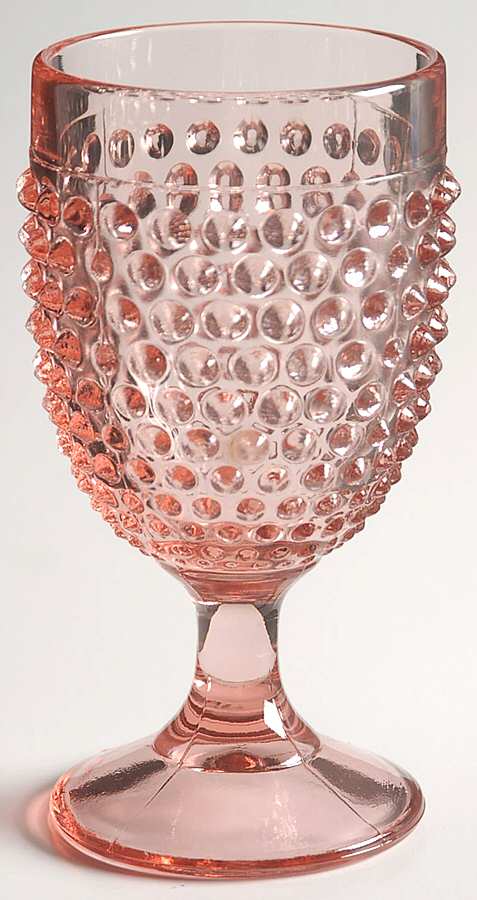 Hobnail Pink Water Goblet by Smith Glass -1