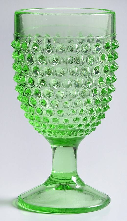 Hobnail Lime Green Water Goblet by Smith Glass -1