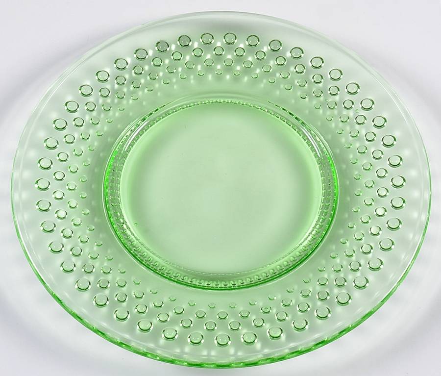 Hobnail Lime Green Salad Plate by Smith Glass -1