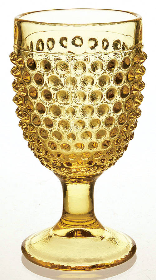 Hobnail Yellow Water Goblet by Smith Glass -1