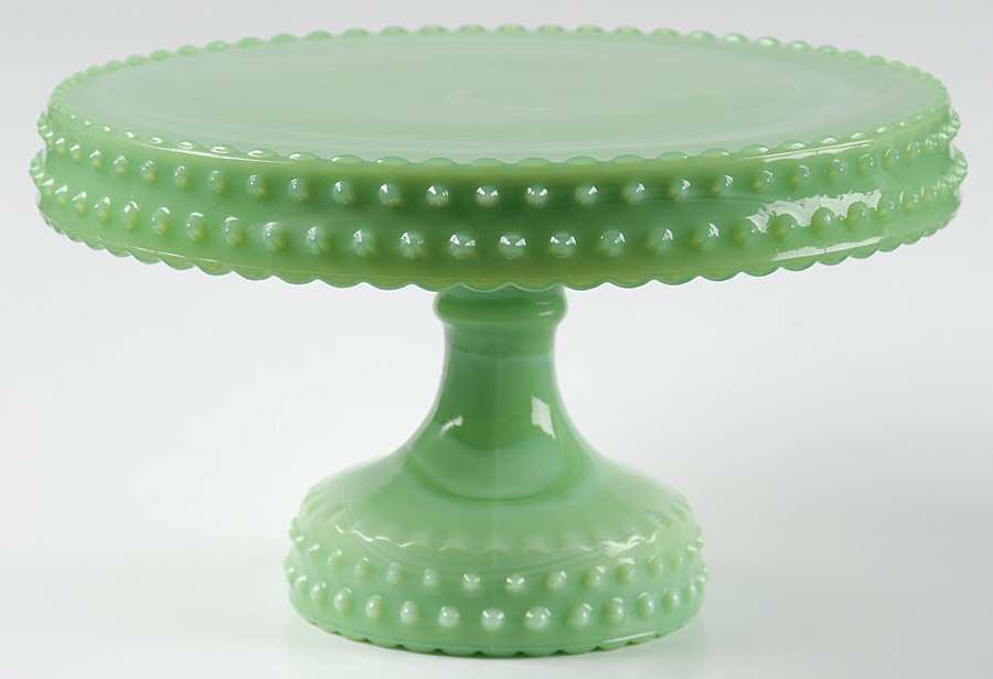 Hobnail Jade Green 8" Diameter High Cake Stand by Smith Glass -1