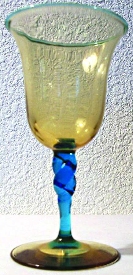 2361 Amber & Blue Wine Glass by Steuben-1