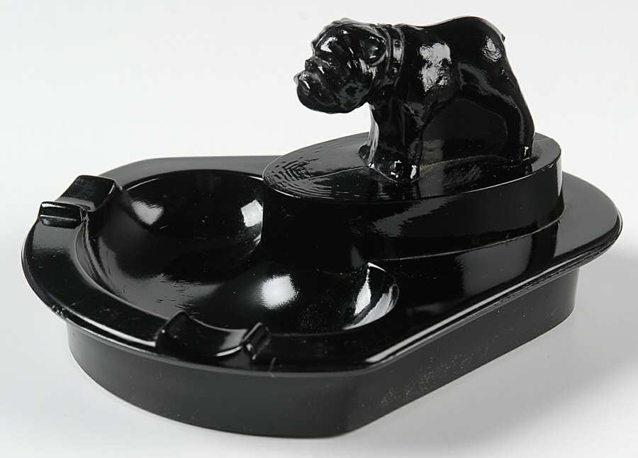 Animals & Figurines Bulldog Ashtray by Smith Glass -1